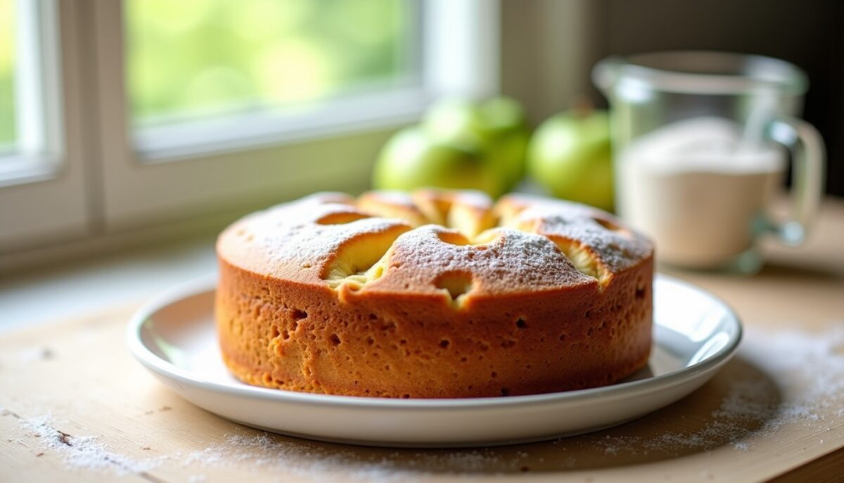 Gâteau moelleux au yaourt et pommes avec 2 œufs : la recette facile au pot doseur