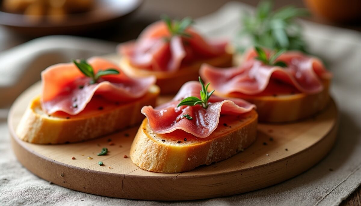 Toast au magret de canard séché : l&rsquo;apéritif gourmet prêt en seulement 15 minutes